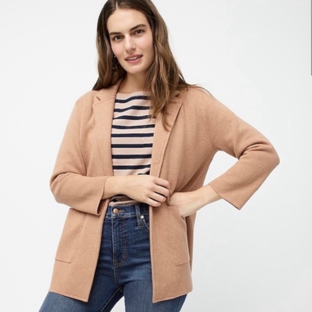 J.Crew Camel Sophie Open-Front Sweater Blazer